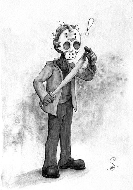 Jason An ink wash painting of Jason Vorhees for my whimsical horrors series