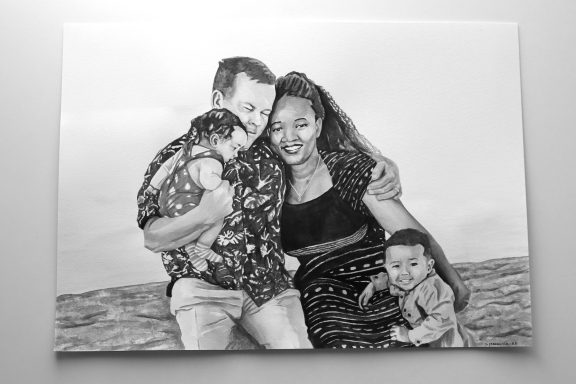 Ink Wash Family Portrait